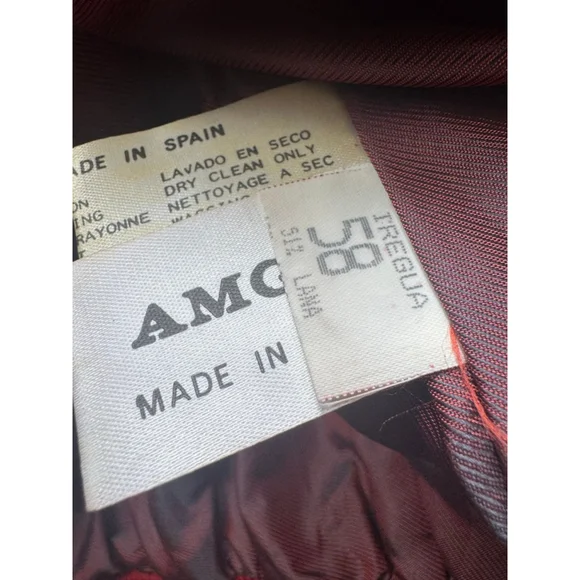 Vintage AMGE Red Leather Knit Bomber Jacket XL Made in Spain